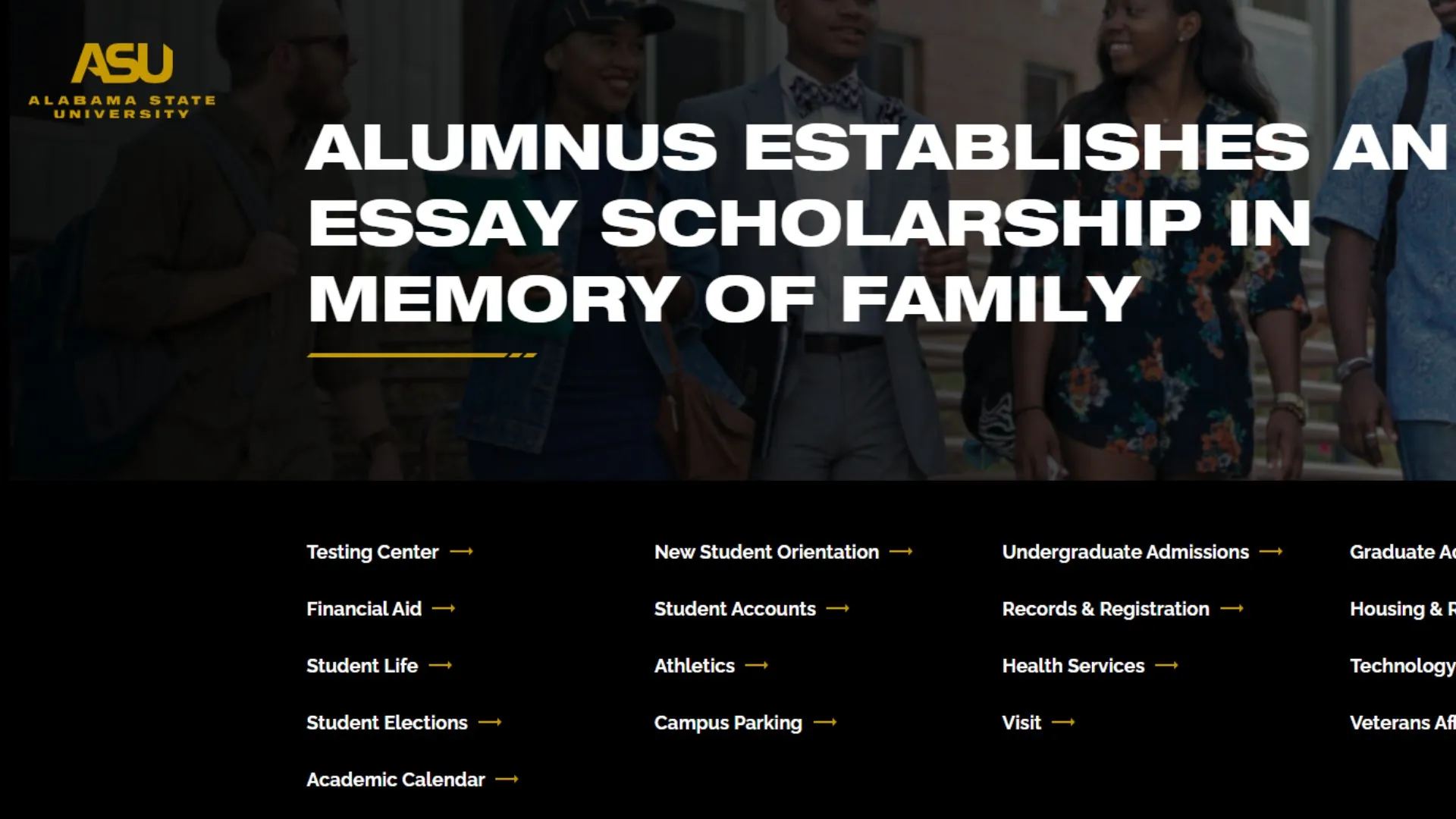 Alabama State University reports that an alumnus has established an essay scholarship in memory of family.
